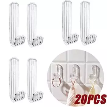 10/20PCS Acrylic Tranparent Adhesive Hook Clothes Hook Kitchen Bathroom Wall Holeless Strong Adhesive Rack Hooks Home Organizer 10pcs прозрачный