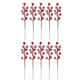 10-20Pcs Artificial Fruit Snow Frosted Red Berry Stems Realistic Vibrant Christmas Tree Decoration DIY Crafts Wedding Decoration