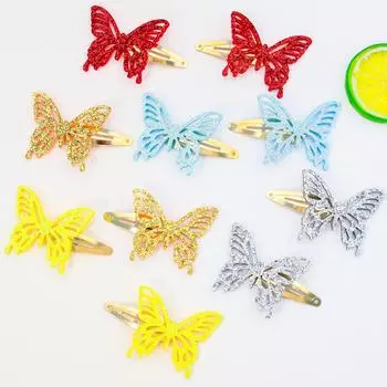 10/20pcs Cute Girls Butterfly Hair Clips Glitter Butterfly Shaped Barrettes Golden Alloy Hair Pins Kids Children Headwear