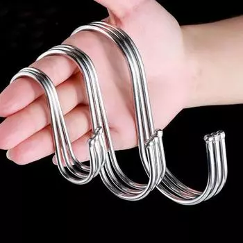 10/20Pcs S-Shape Hook Stainless Steel Clothes Bags Towels Plants Hanging Holder Kitchen Bathroom Railing Hanger Organizer S Hook 10PCS
