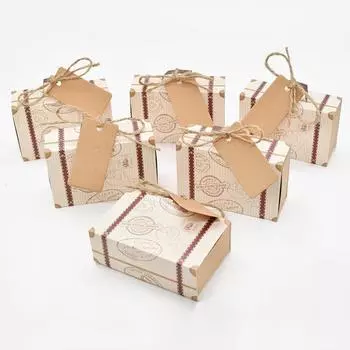 10/20pcs Travel Suitcase Candy Box Kraft Paper Gift Boxes Wedding Birthday Party Decoration Supplies Christmas Gift Packaging 10pcs