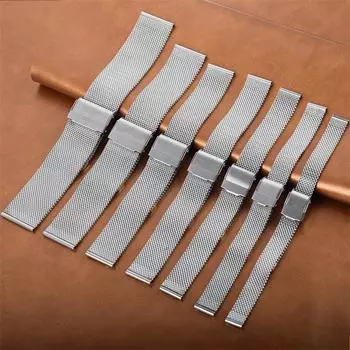 10-24 мм ремешок из нержавеющей стали 304, плетеный миланский металлический стальной ремешок, ремешок для часов с двойной пряжкой 10Mm (silver)