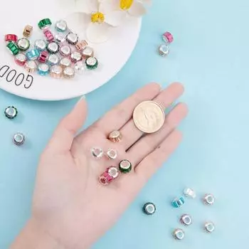 10/25/50 шт. граненые стеклянные европейские бусины разноцветные большие отверстия рондель столбчатые бусины для изготовления ювелирных изделий; Диаметр 10 мм, отверстие: 5мм 10pcs разноцветный