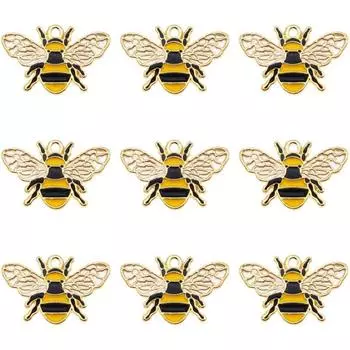 10/25/50 шт. Золотая краска эмалевый сплав пчела подвески мед кулон для браслетов серьги ожерелья брелок ювелирные изделия DIY ремесла аксессуары 10pcs серый