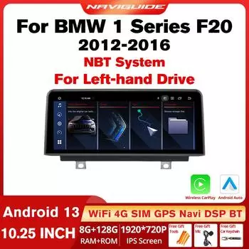 10,25-дюймовый беспроводной Carplay автомобильный радиоприемник для BMW 1 серии F20 LHD 2016-2017 NBT система Android 13 GPS мультимедийный видеоплеер FM BT белый