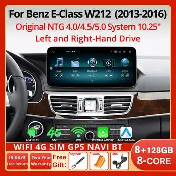 10,25-дюймовый мультимедийный проигрыватель GPS Carplay Car Radio для Mercedes Benz E-Class W212 NTG 5.0 System Android 13 Wireless Android Auto Eight Core красный