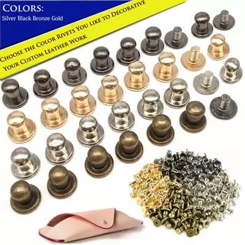 10-25 комплектов круглых головок, шаровых штифтов, латунных пуговиц, винтовых заклепок, кожаных сумок, фурнитуры для поделок, аксессуаров «сделай сам», пряжек 6x4x7mm x25set
