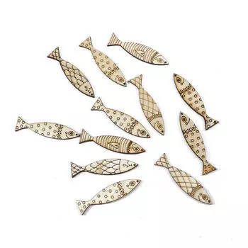 10/25 шт. Детские поделки DIY Рыба Граффити Щепа Домашний декор Незаконченные деревянные расписанные вручную бирки 10pcs
