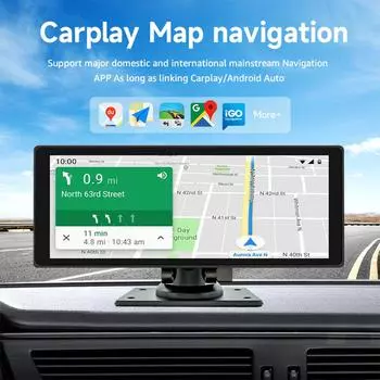 10,26-дюймовый HD IPS экран автомобильный радиоприемник беспроводной видеорегистратор встроенный 64G с голосовым управлением автомобильный видеорегистратор BT FM монитор 64G чёрный