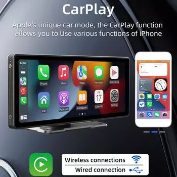 10,26-дюймовый IPS-экран Беспроводной CarPlay Android Auto Мультимедийный видеоплеер Монитор камеры заднего вида Bluetooth FM-передатчик USB