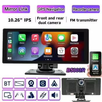 10,26-дюймовый сенсорный экран, стерео радио, беспроводная Carplay, Android Auto, MP5-плеер, BT Mirrorlink, видеорегистратор с камерой