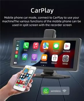 10.26 Wireless Car Stereo Multimedia Touch Screen Portable Carplay Support Carplay and Android Auto Mirror Link for Most Cars чёрный