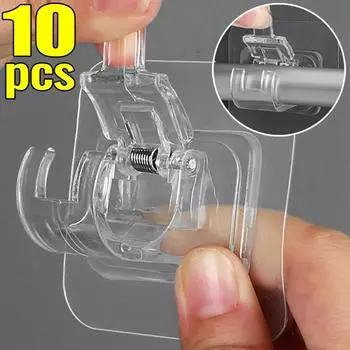 10/2 шт., крючок для карниза, самоклеящийся зажим для штор без гвоздей, крючки для кухни, ванной комнаты, регулируемый настенный держатель для вешалок 2PCS чёрный