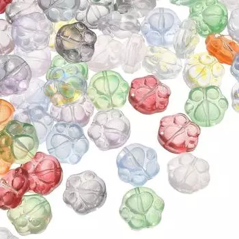10/30/50 кусочков стеклянного материала, случайный цвет, прозрачные бусины, отпечатки кошачьих лап, бусины с отпечатками собачьих лап, изготовление украшений, браслет-ожерелье своими руками 10pcs