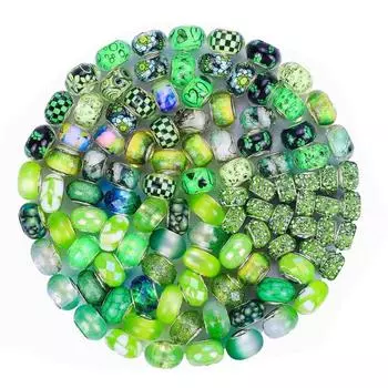 10/30/50 pcs of resin green series large hole beads European craft beads mixed spacer beads, European large hole beads DIY jewelry making supplies 10pcs