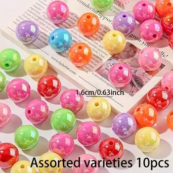 10/30/50 шт. Акриловые бусины Ab Rainbow Color Block Bubble Gum Бусины инкрустированные бусины DIY бисерная повязка на голову браслет ручка сумка цепочка изготовление ювелирных изделий 10pcs разноцветный