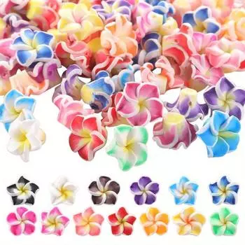 10/30/50 шт. Бусины-цветы из полимерной глины, объемные, ручная работа, плоская задняя часть, летний, красочный, свободный интервал, изготовление ювелирных изделий Random Color 10pcs