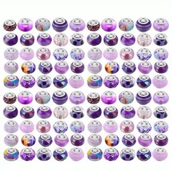 10/30/50 шт., бусины из фиолетовой смолы с большими отверстиями, европейские бусины для браслетов, изготовление ювелирных изделий, объемные поделки, браслеты, ожерелья для ног 10pcs