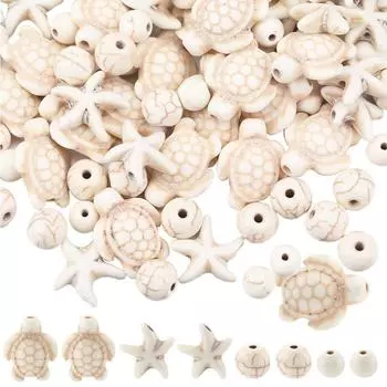 10/30/50 шт. бусины в виде черепахи-звезды Чжухай, очаровательные бусины в стиле бохо с морскими животными, круглые бирюзовые бусины с интервалами, россыпью бусины в виде черепахи 10pcs