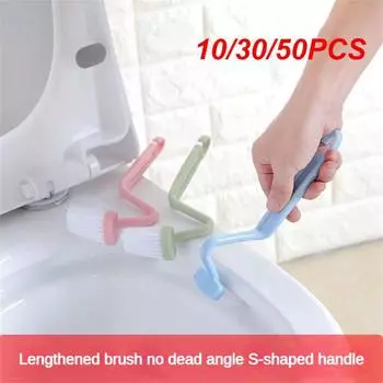 10/30/50 шт. Бытовая щетка для чистки туалета с удлиненной ручкой, экономит место, туалетная щетка/щетка для чистки туалета, щетка для унитаза S-типа
