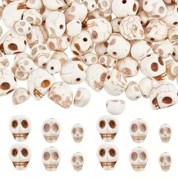 10/30/50 шт. Черепные бусины оптом Черепные бусины синтетический бирюзовый драгоценный камень изготовление ювелирных изделий бусины комбинированный браслет из бусин белый камень ожерелье принадлежности 10pcs белый