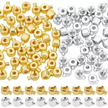 10/30/50 шт. латунные обжимные бусины, очаровательные, золотые, серебряные, свободные, круглые, разделительные бусины 4,5x3,5 мм, металлические бусины, изготовление украшений своими руками 10pcs