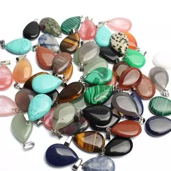10/30/50 шт., подвески из натурального камня с каплями воды, подвески для изготовления ожерелья, ювелирных изделий, случайные (Размер: 24*16 мм) random 10pcs
