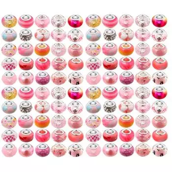 10/30/50 шт. смоляные розовые бусины с большими отверстиями, европейские бусины для браслетов, изготовление ювелирных изделий, подвески с интервалом, браслеты, цепочки на лодыжку, ожерелья 10pcs
