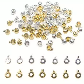 10/30/50 штук латунных бусин-обжимок, круглые бусины с интервалом 4,5x3,5 мм, металлические бусины, открытие для самостоятельного изготовления ювелирных изделий 10pcs