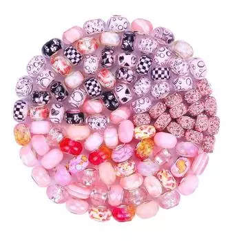 10/30/50 штук розовых бусин из смолы с большим отверстием, европейские бусины для рукоделия, смешанные бусины-разделители, европейские бусины с большим отверстием, материалы для самостоятельного изготовления украшений 10pcs