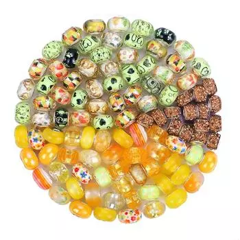 10/30/50 штук смоляных бусин желтого цвета с крупным отверстием, европейские бусины для рукоделия, смешанные разделительные бусины, европейские бусины с крупным отверстием, материалы для самостоятельного изготовления украшений 10pcs