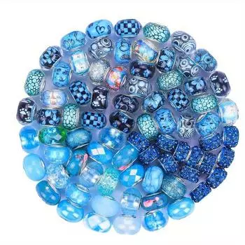 10/30/50 смоляной материал светло-голубой серии бусины с большими отверстиями европейские бусины для рукоделия смешанные бусины-разделители, изготовление украшений своими руками с европейскими бусинами с большими отверстиями 10pcs