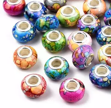 10/30/60 шт. Большие отверстия европейские бусины акварельные цветные смоляные бусины подвески европейские ручки-шармы своими руками изготовление ювелирных изделий макраме косички для волос 10pcs разноцветный