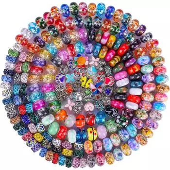10/30/60 шт. Европейские бусины с большими отверстиями, разделительные бусины, бусины-палочки для феи, бусины со стразами для поделок, браслеты, ювелирные изделия своими руками 10pcs разноцветный