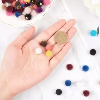 10/30/60 шт. Серьги-помпоны из ткани, меха, металлические помпоны, подвески своими руками, пушистые шармы для сережек-кисточек, подвески-шармы, изготовление ювелирных изделий 10pcs разноцветный