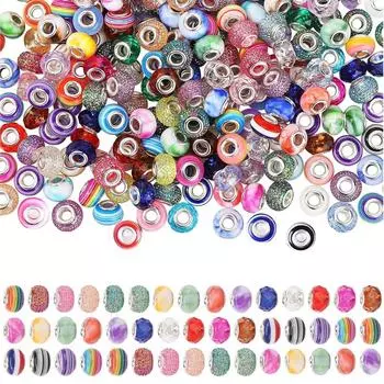10/30/60 шт., смоляной материал, случайный стиль, большое отверстие, бусина, многоцветная, модная, декоративная бусина, сделай сам, браслет, ожерелье, брелок, производство ювелирных изделий 10pcs