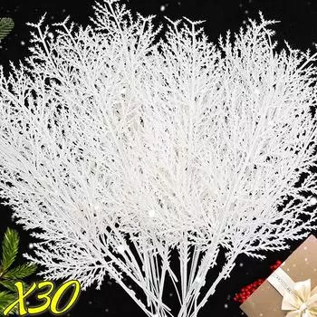 10/30 шт. белые искусственные сосновые иголки, рождественские елочные украшения, венок своими руками, садовые украшения, растения, новогодняя вечеринка, декор