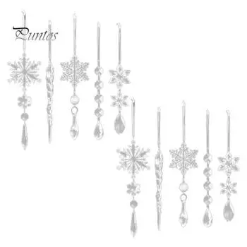 10/30 шт. искусственных хрустальных рождественских украшений, набор украшений в виде снежинок и сосулек, подвесные акриловые украшения для зимней сказки на елку для люстры A