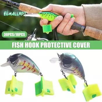 10/30 шт., колпачки для тройных крючков, дизайн с защелкой, пластиковый чехол с защитой от уколов, крючок для приманки, защита от царапин, рыболовные крючки, защита, рыболовные аксессуары 10 pcs