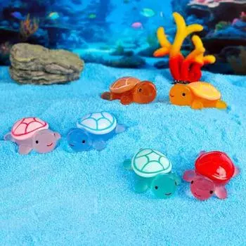 10/30 шт. красочная мини-фигурка черепахи, светящаяся в темноте, крошечная черепаха, украшение, миниатюрная статуэтка животного S 10pcs