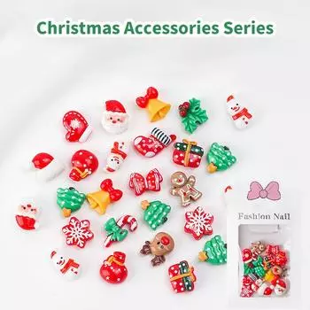 10/30 шт. смешанные рождественские подвески для ногтей милые 3D подарки Санты снеговики смоляные подвески плоские аксессуары для дизайна ногтей маникюрные принадлежности 10PCS