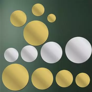 10-30 см Круглая наклейка на зеркало Самоклеящаяся ванная комната Декоративная 3D акриловая наклейка на зеркало Наклейки для спальни Гостиная Искусство Домашний декор 10cm золотой