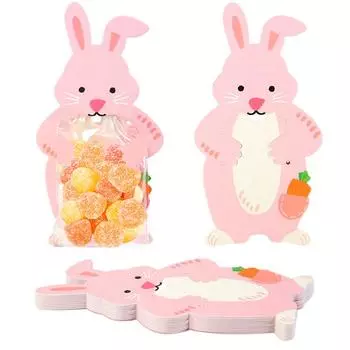 10-30 шт. милые кролики, конфетные пакеты, пасхальный кролик, подарочные пакеты для печенья, упаковка для выпечки, закуски, товары для украшения детских дней рождений 10pcs