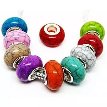 10/40/80 шт. смешанный цвет большой бусины отверстие смолы трещина подходит для европейского браслета с подвесками разделитель для изготовления ювелирных изделий 10pcs разноцветный