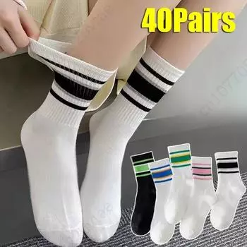 10-40 пар женских носков, сотни пар носков до середины икры, мужские носки в стиле пэчворк, дышащие спортивные носки с защитой от запаха и пота 10Pairs