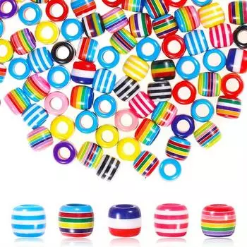 10/40 шт., радужные аксессуары из смоляного материала с большими отверстиями, декоративные бусины для поделок, браслеты, ожерелья, серьги, брелки, ювелирные изделия, аксессуары 10pcs