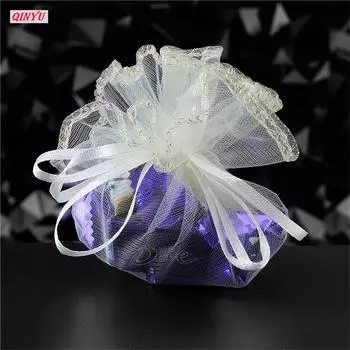 10/50/100 шт. 26/35 см тюлевая сумка на шнурке для свадьбы, Рождества, дня рождения, подарочная сумка для конфет, круглая сумка из органзы 5Z 35CM-SH838-10PCS&Other