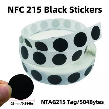 10/50/100 шт. RFID NFC Ntg215 Метки Черная наклейка 13,56 МГц NFC 215 Самоклеящиеся этикетки 25 мм 504 байта NFC Персональная автоматизация NFC215