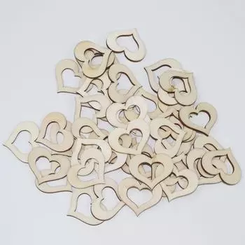 10-50 мм полые деревянные чипсы в форме сердца, украшения из натурального дерева, лазерная резка, поделки для свадьбы, дня святого Валентина, стол, разброс