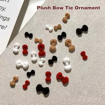 10/50 шт 3D пушистые флокированные украшения для ногтей в виде галстука-бабочки, аксессуары в виде банта, детали для зимнего дизайна ногтей, принадлежности для дизайна A12